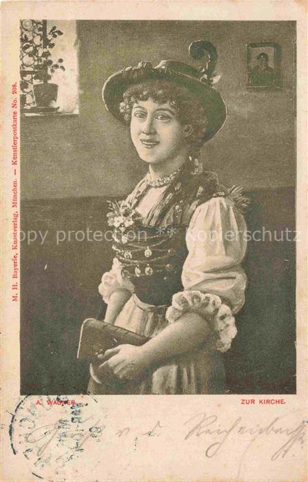 WAGNER A. Kuenstlerkarte Zur Kirche