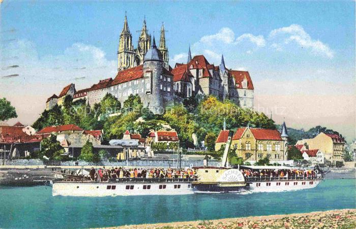Dampfer Seitenrad Meissen Albrechtsburg Dom