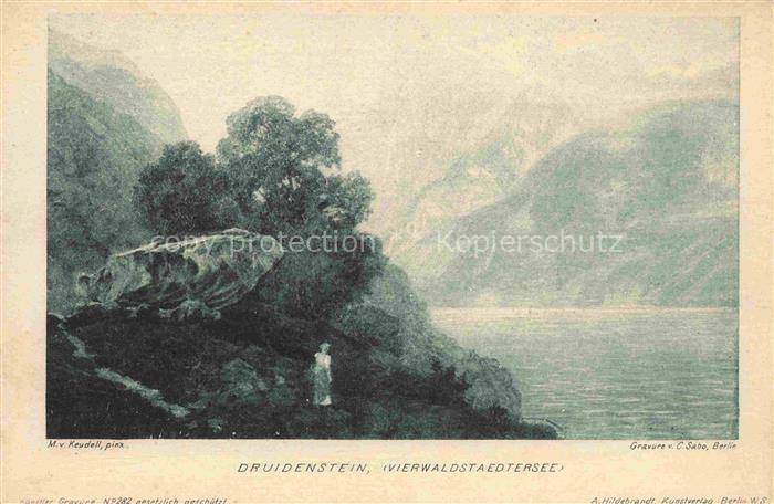 KEUDELL M. von Kuenstlerkarte Druidenstein Vierwaldstaedtersee