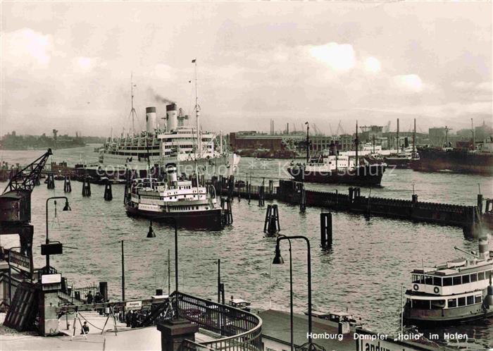 Dampfer Oceanliner Hamburg Italia Hafen