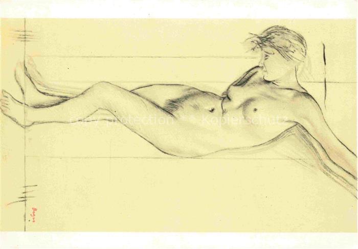 DEGAS Edgar (1834-1917) Kuenstlerkarte Nude womwn standing