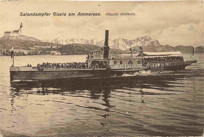 KLOSTER ANDECHS Bayern Salondampfer-Gisela Ammersee Kloster-Andechs Dampfschiff