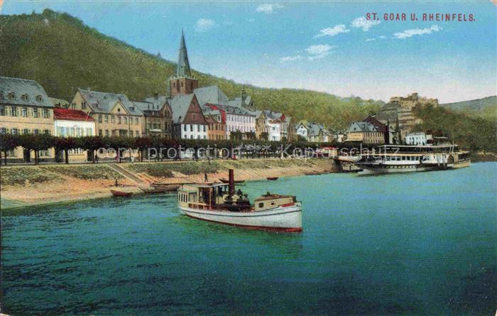 Goar Sankt Rheinland-Pfalz Rheinfels Rhein Dampfschiff Burg-Rheinfels Stadtansic