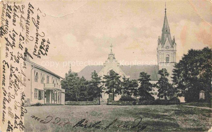 Graesmark Kirche Kirchturm Gebaeude Baeume Rasen