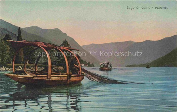 COMO Lago di Como Lombardia IT Lago-di-Como Pescatori Fischerboote See Berge ha