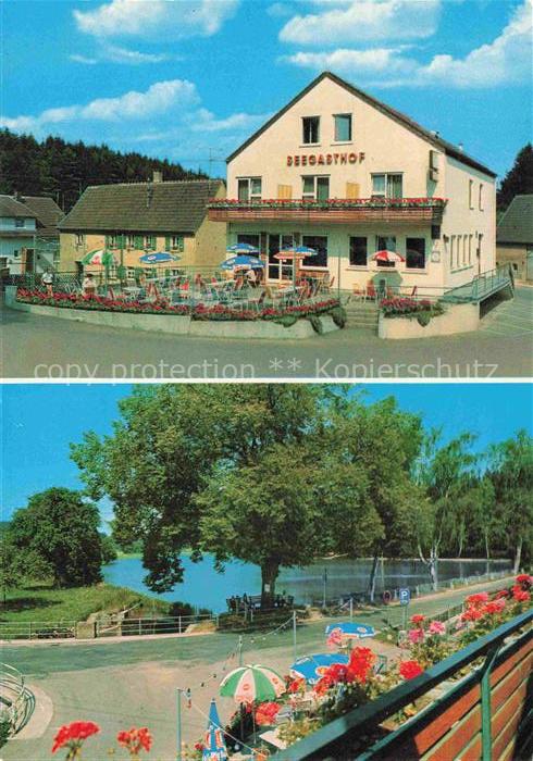 Espachweiler Seegasthof See Terrasse Gastronomie Wald Geranien