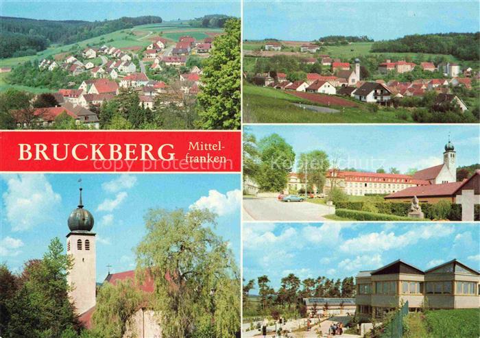 Bruckberg Mittelfranken ANSBACH Bayern Dorf Kirche Kloster Schule Panorama Mitte