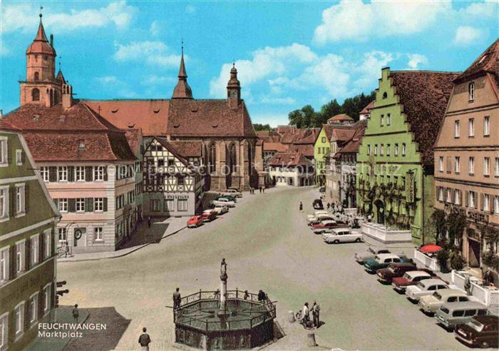 Feuchtwangen Marktplatz Kirche Brunnen Rathaus Hotel-Post Altstadt Fachwerk Roma