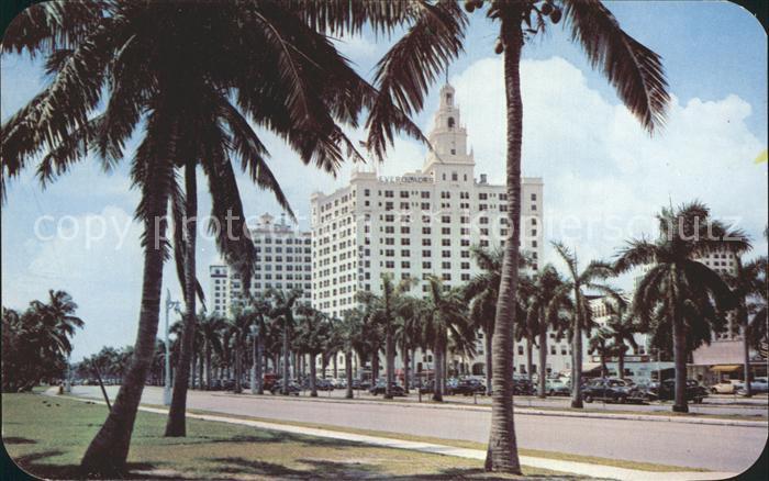 Miami Florida Biscayne Boulevard with the Everglades and Miami Colonial Hotels
