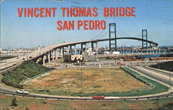 San Pedro California Vincent Thomas Bridge Suspension Bridge Terminal Island