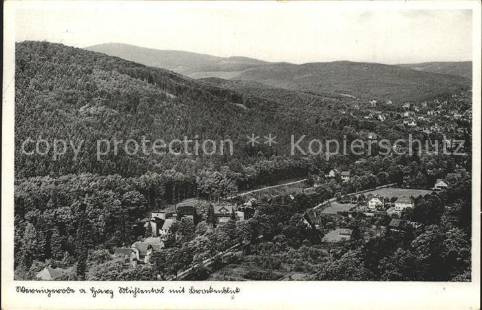 Wernigerode Harz Panorama Muehlental mit Brockenblick Bahnpost