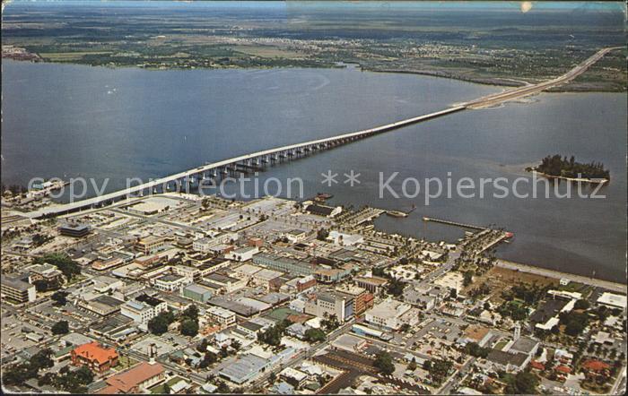 Fort Myers Bridge across Caloosahatchee River air view