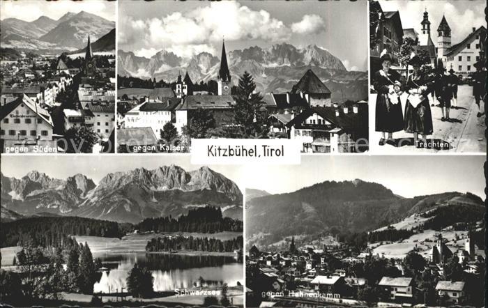 Kitzbuehel Tirol Teilansichten Trachten Hahnenkamm Schwarzsee Alpenpanorama