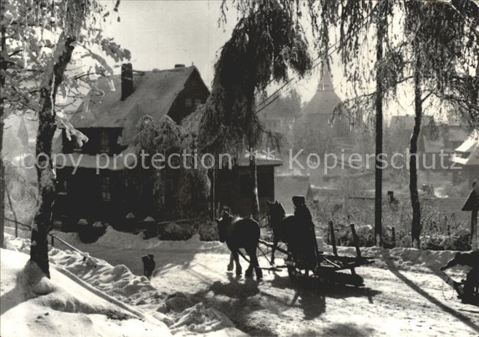 Seiffen Erzgebirge Pferdeschlitten Kurort im Winter Spielzeugdorf
