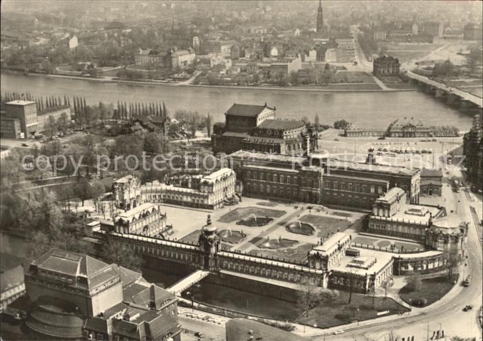 DRESDEN Elbe Zwinger Fliegeraufnahme