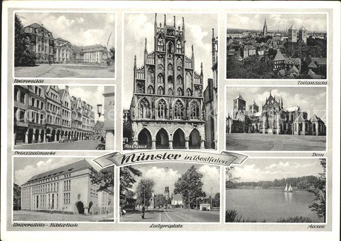 Muenster Westfalen Universitaet Rathaus Dom Aasee Ludgeriplatz Bibliothek Prinzi