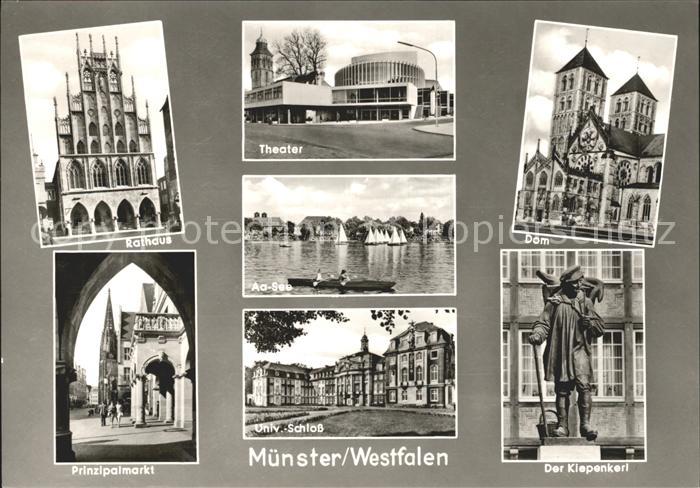 Muenster Westfalen Rathaus Theater Dom Kiepenkerl Universitaet Schloss Aasee Pri