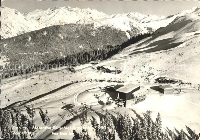Schruns Vorarlberg Skigebiet Kapellalpe Alpenpanorama Fliegeraufnahme