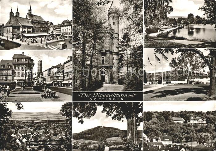 Goettingen Niedersachsen Rathaus Bismarckturm Gaenselieselbrunnen Plesse See Sta