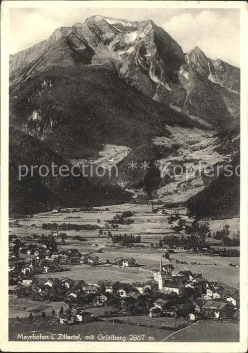 Mayrhofen Zillertal Panorama mit Gruenberg