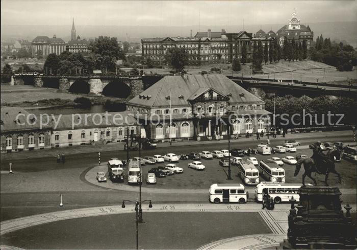 DRESDEN Elbe HOG Italienisches Doerfchen mit Dimitroff Bruecke Reiterstandbild