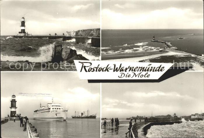 Warnemuende Ostseebad Leuchtturm Passagierschiff Brandung