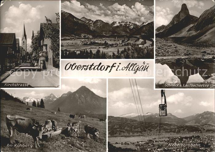 Oberstdorf Gesamtansicht mit Alpenpanorama Kirchstrasse Schneck Laufbachersee Ne