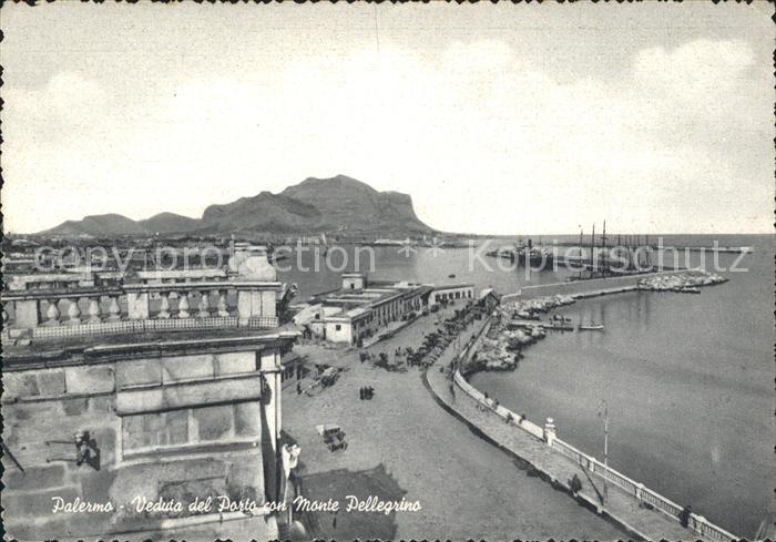Palermo Sicilia Veduta del Porto con Monte Pellegrino
