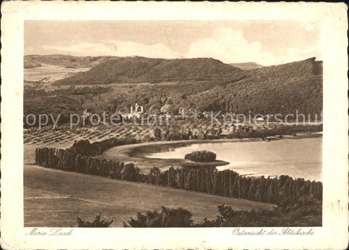 Maria Laach Glees Ostansicht der Abteikirche See Kupfertiefdruck