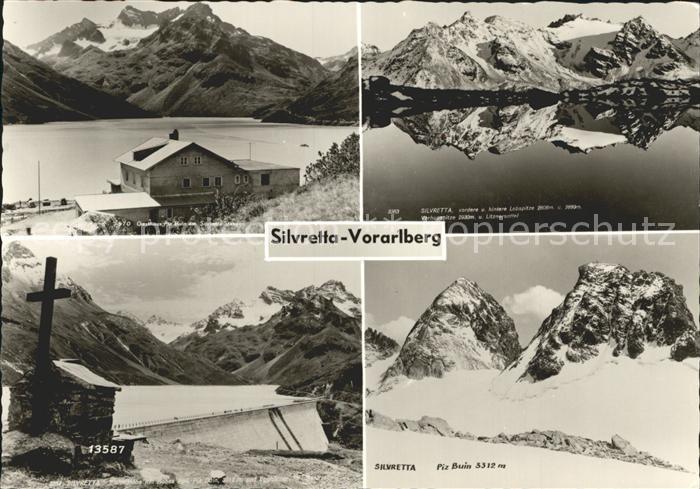 Bielerhoehe Gasthaus Piz Buin Silvretta Stausee Gebirgspanorama Kreuz