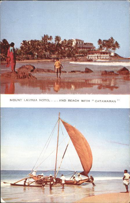 Colombo Ceylon Sri Lanka Mount Lavinia Hotel Beach with Fishing Catamaran