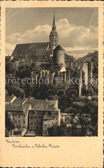 Bautzen Sachsen Petrikirche mit Nikolai Ruine
