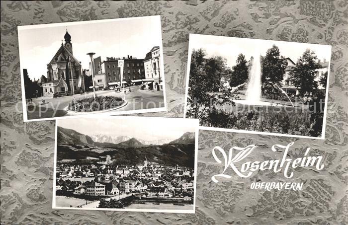 Rosenheim Bayern Kirche Totalansicht Fontaene