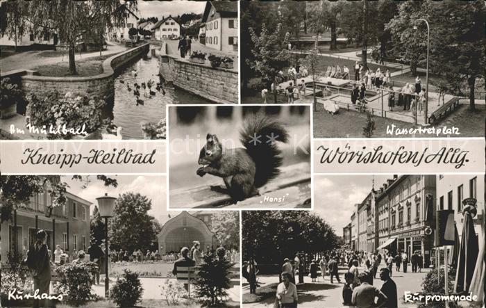 Bad Woerishofen Muehlbach Wassertretplatz Kurhaus Eichhoernchen Hansi Kurpromena