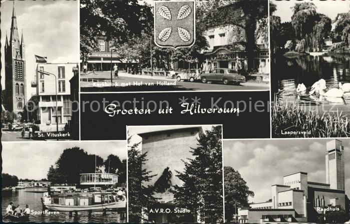 Hilversum St Vituskerk Sporthaven Kerkbrink met Hof van Holland Laapersveld AVRO