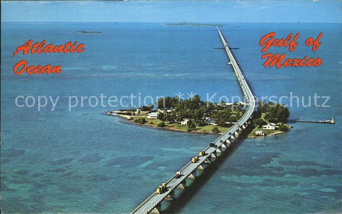 Florida Keys Seven Mile Bridge Atlantic Ocean and Gulf of Mexiko Air view