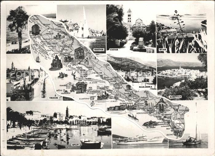 Sibenik und Umgebung Landkarte Sehenswuerdigkeiten