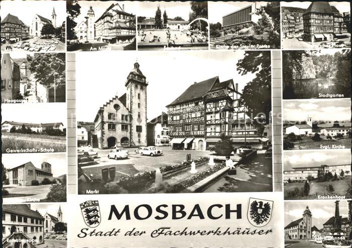 Mosbach Baden Markt Freibad Kirche Schloss Stadtgarten Ev Kirche Gewerkschaftssc