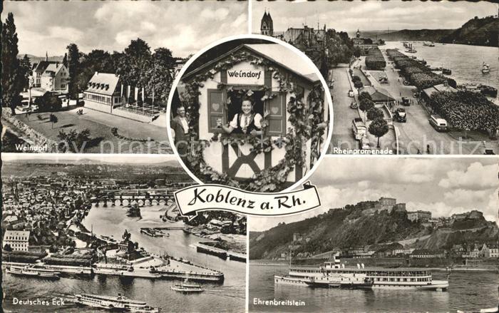 Koblenz Rhein Weindorf Rheinpromenade Deutsches Eck Ehrenbreitstein Ausflugsschi
