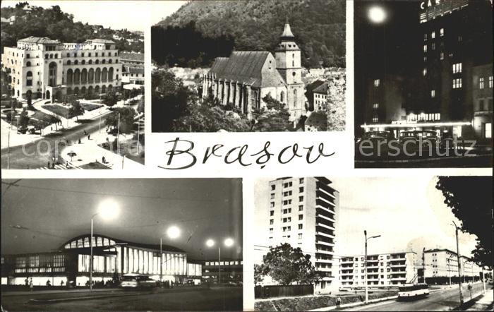 Brasso Brasov Kronstadt Strassenpartie Kirche Stadthalle Hochhaus