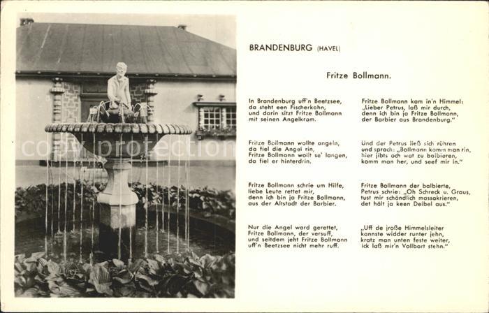 Brandenburg Havel Fritze Bollmann Brunnen Gedicht