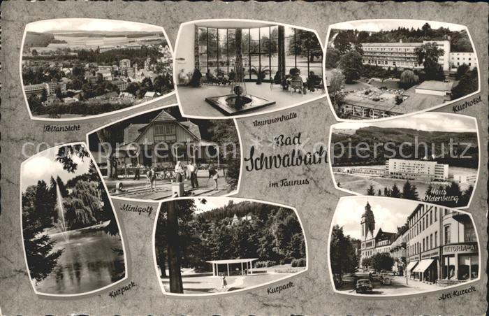 Bad Schwalbach Telansicht Brunnenhalle Kurhotel Kurpark Minigolf Haus Oldenburg