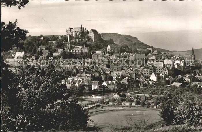 Marburg Lahn Ortsansicht mit Burg