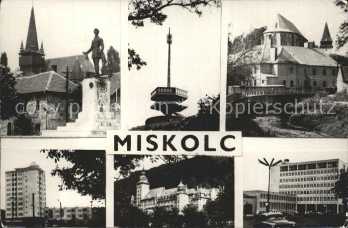 Miskolc Kirche Statue Turm Hochhaeuser Schloss