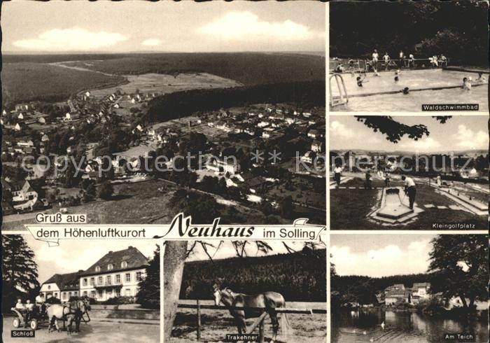 Neuhaus Solling Totalansicht Waldschwimmbad Kleingolfplatz Schloss Trakehner Tei