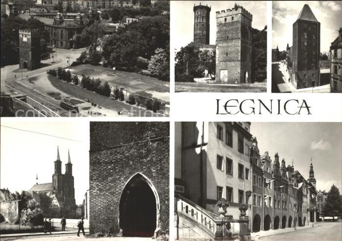 Legnica Fragment miasta Koscial parafialny Brama Clogoska i frament zamku Baszta