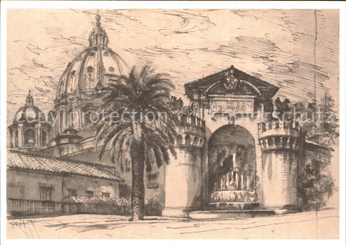 Vatikan Citta del Vaticano Fontana del Sacramento Zeichnung