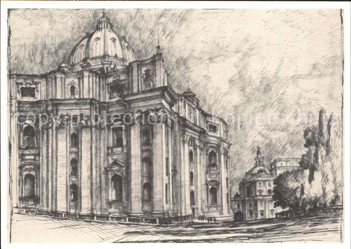 Vatikan Citta del Vaticano Veduta absidale di S Pietro Zeichnung