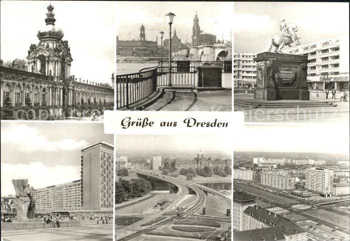 DRESDEN Elbe Zwinger Kronentor Terrassenufer Goldner Reiter Prager Str Dr Friedr