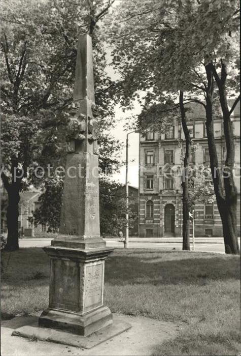 Freiberg Sachsen Postmeilens?ule Ecke Horn und Karl Marx Str